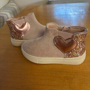 Harper Canyon PInk Heart glitter ankle boots side zipper Toddler Size 8 NWOT